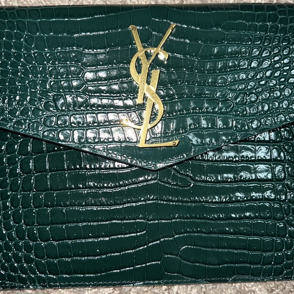 Brand New YSL Uptown Pouch Medium- color Dark Mint - Picture 3 of 7